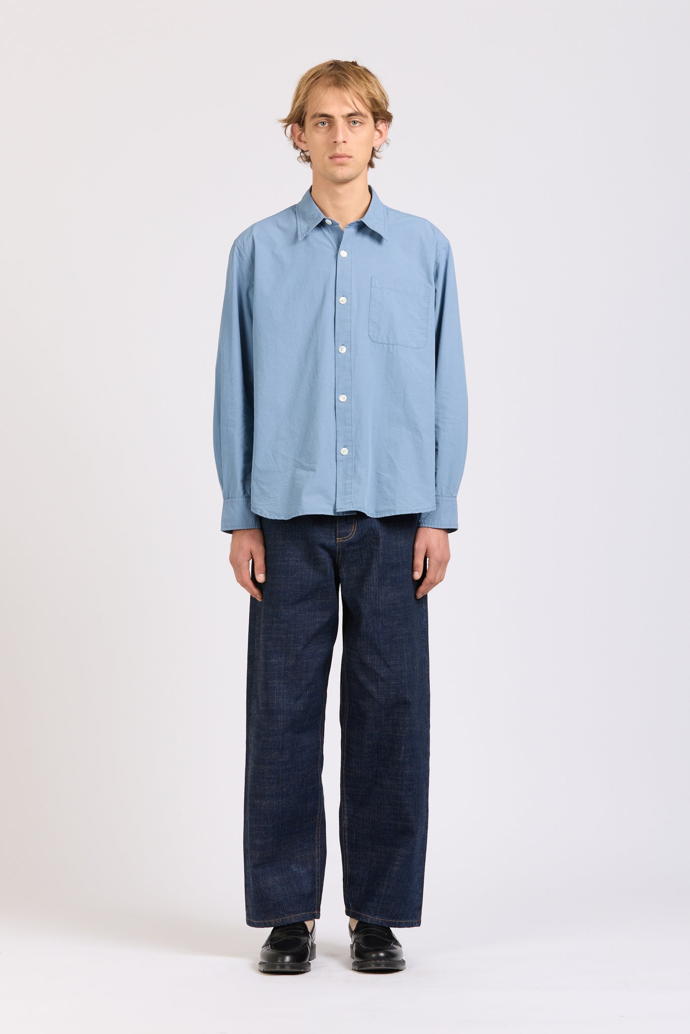 Men's Super Shirt, Poplin, Dusty Blue