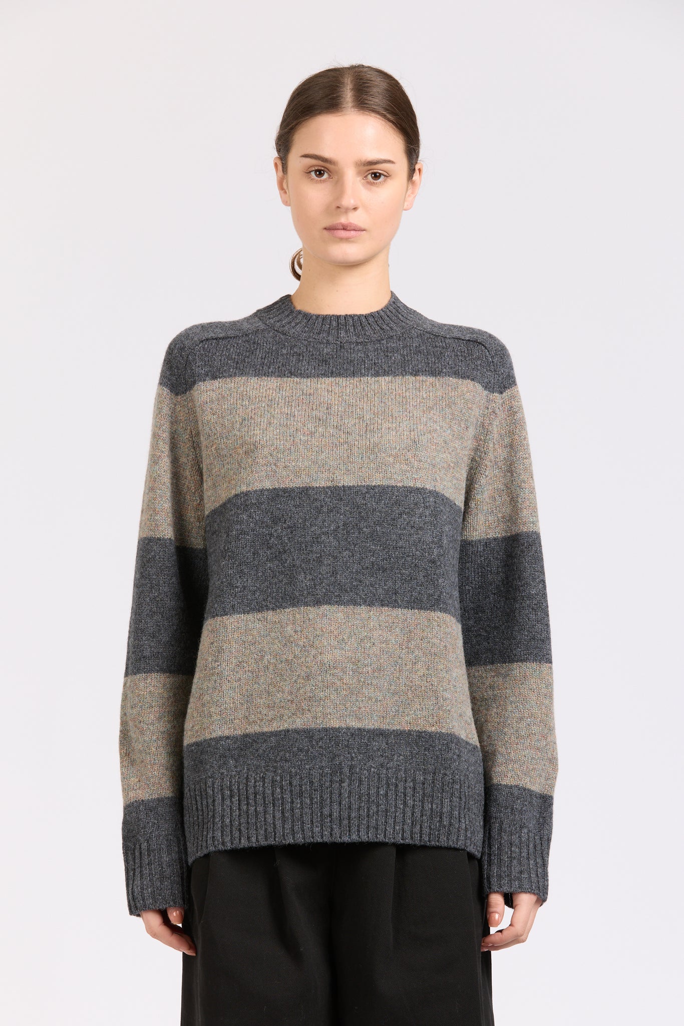 Fisherman Stripe Crew, Grey / Grey