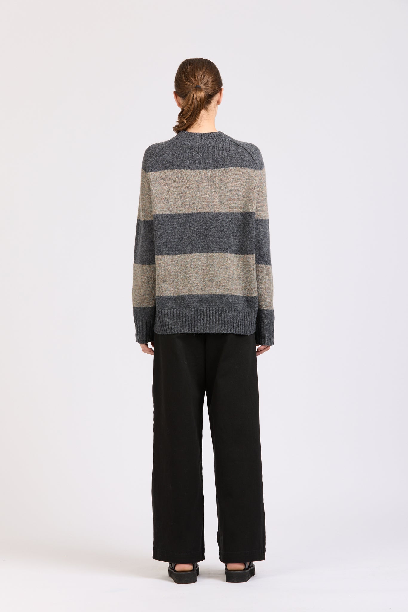 Fisherman Stripe Crew, Grey / Grey