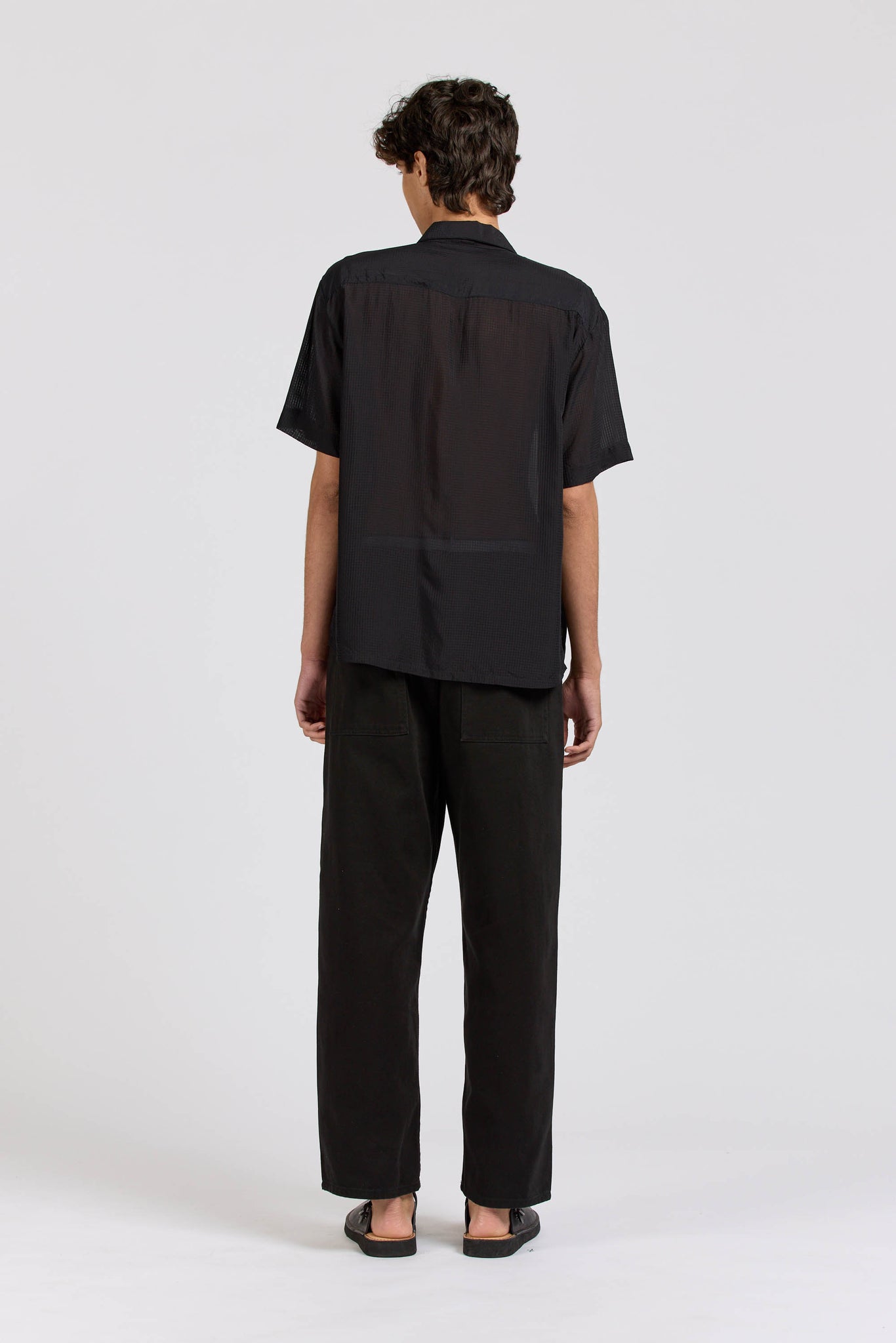 Numan Shirt, Silk Check, Black