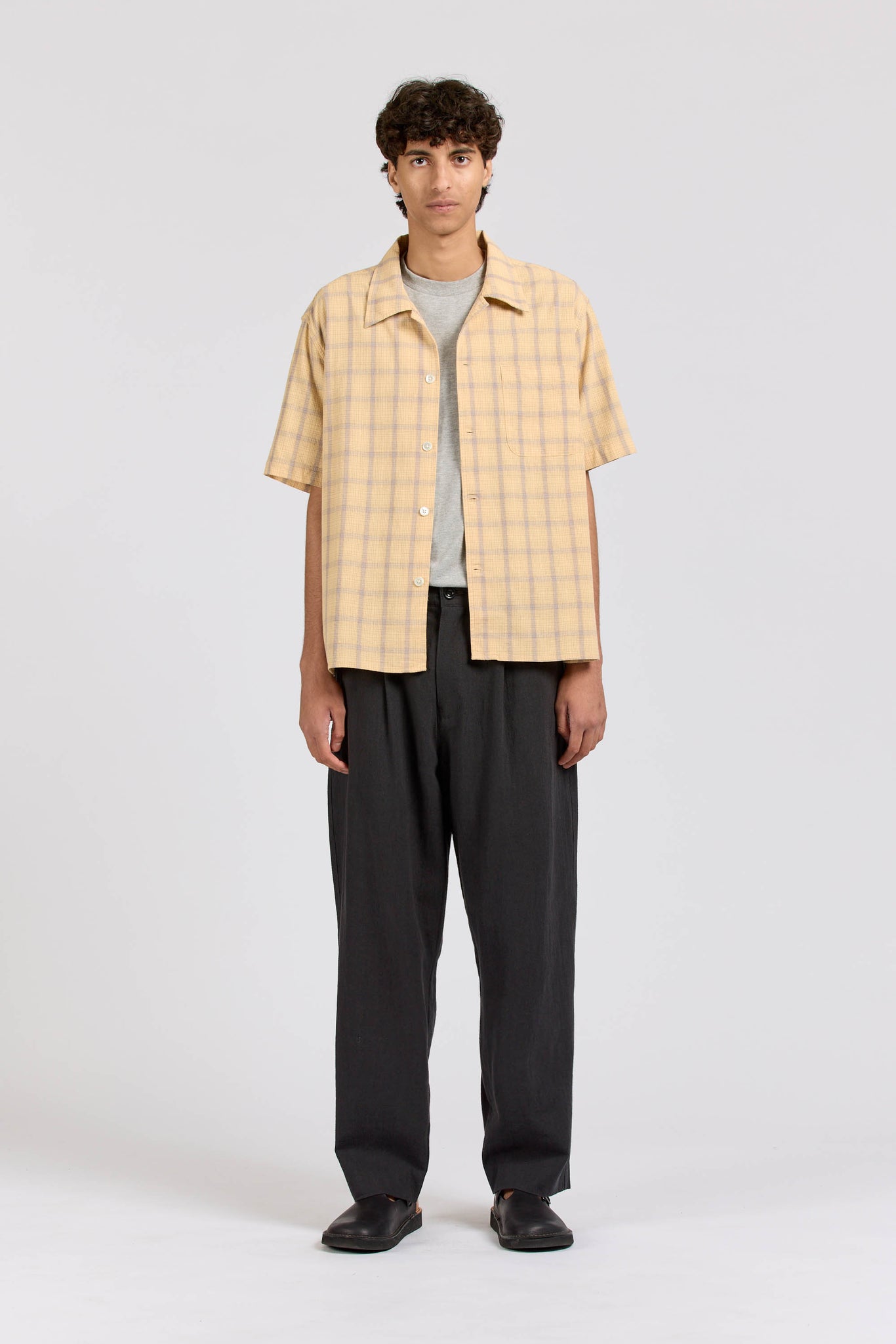 Extra Shirt Short Sleeve, Yellow Grey Check