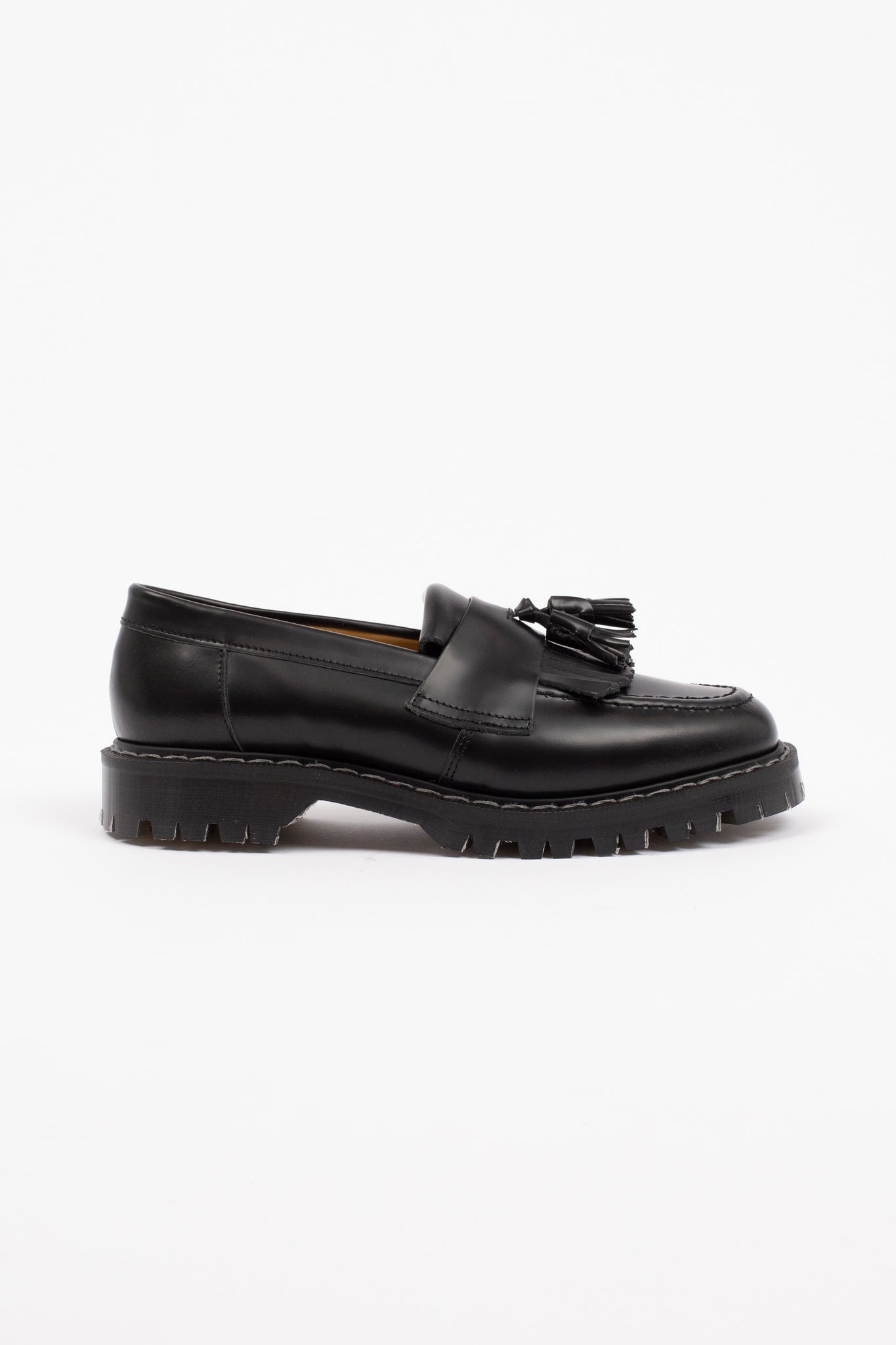 Tassel Loafer, Black Hi-Shine, Commando Sole