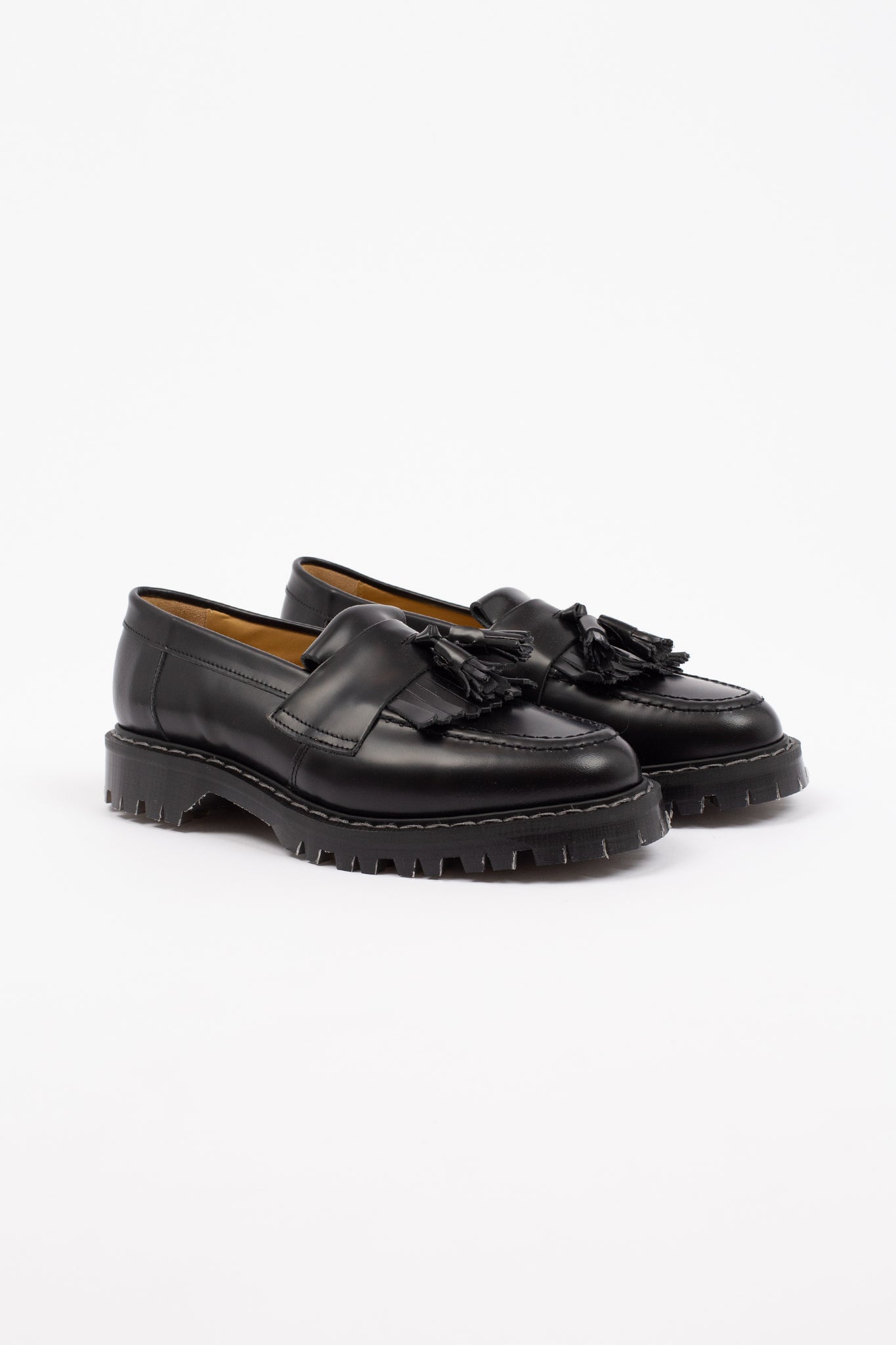 Tassel Loafer, Black Hi-Shine, Commando Sole