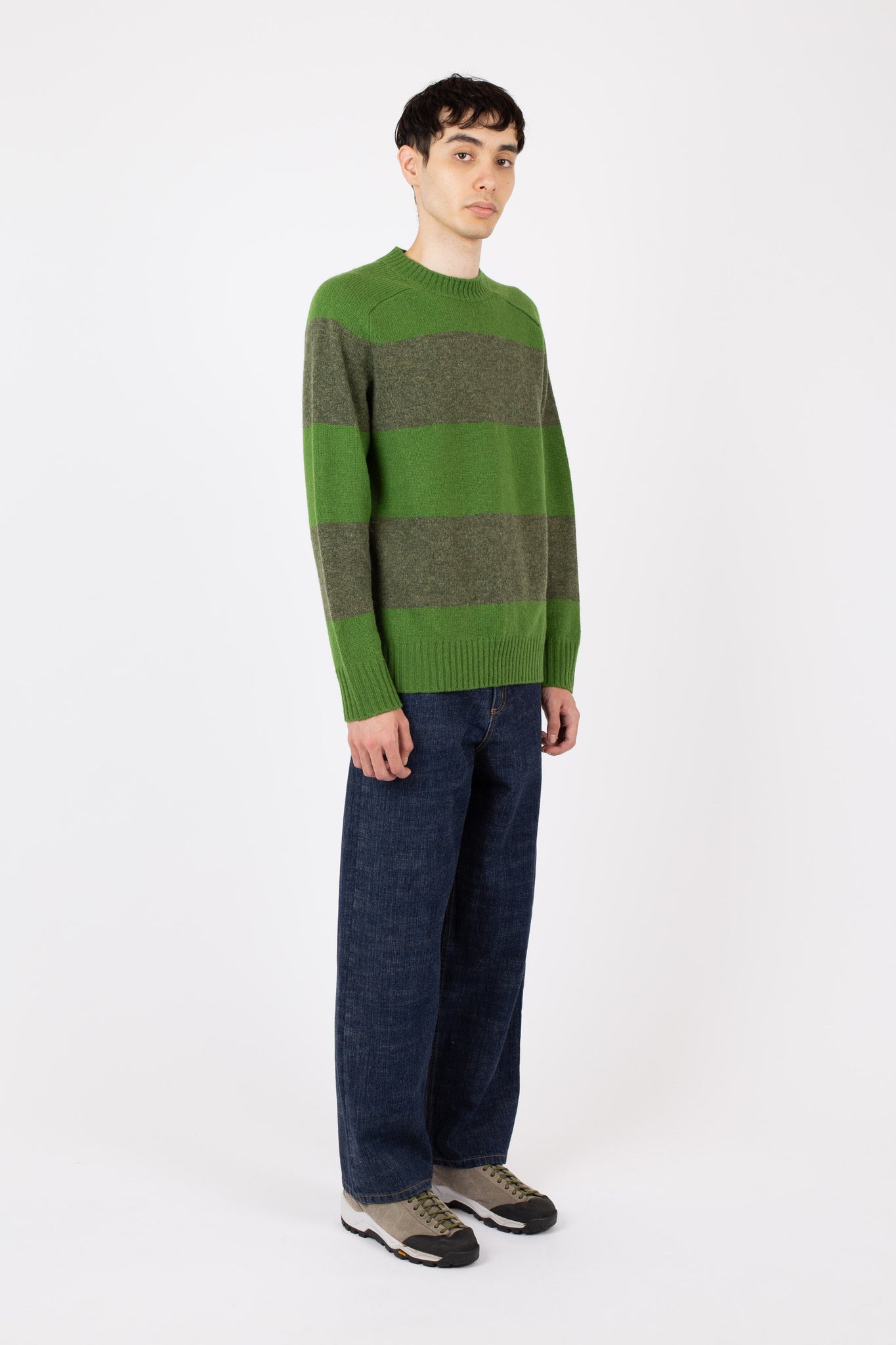 Fisherman Stripe Crew, Fern / Pine