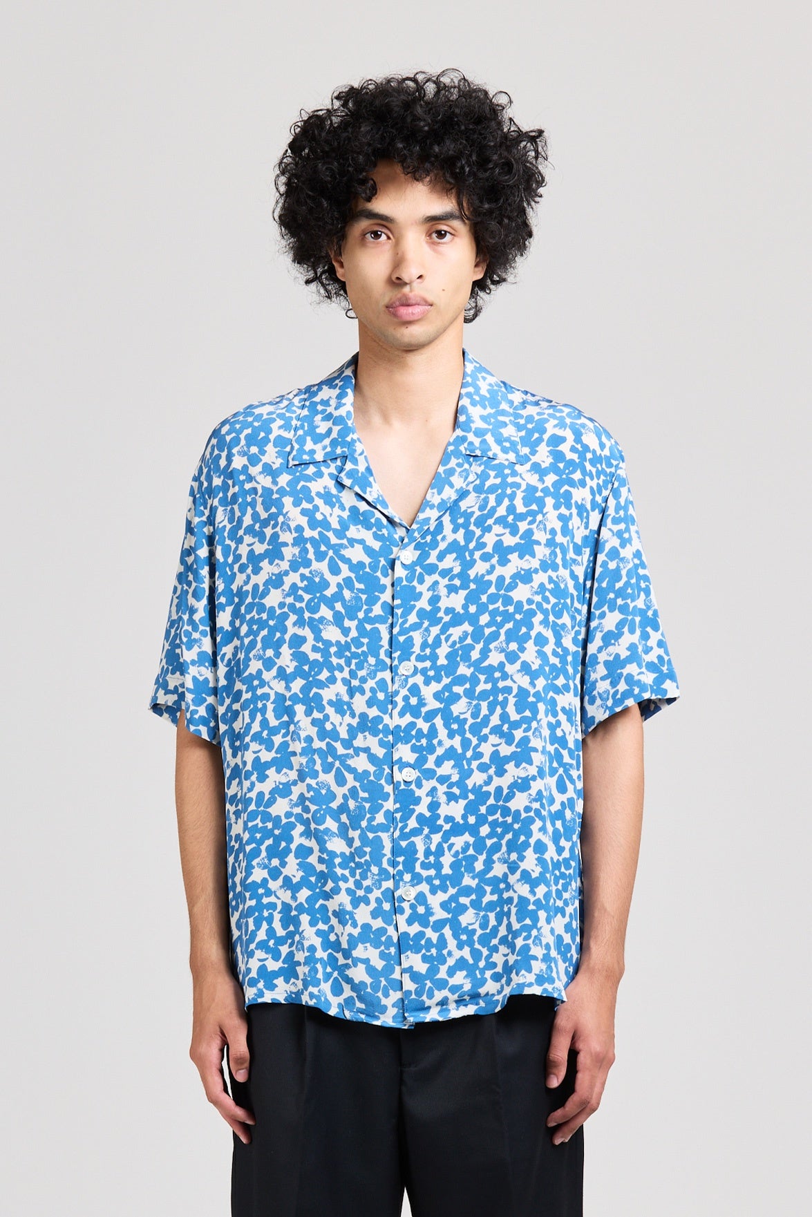 Silk Mid West Short Sleeve, Flower Print, Blue