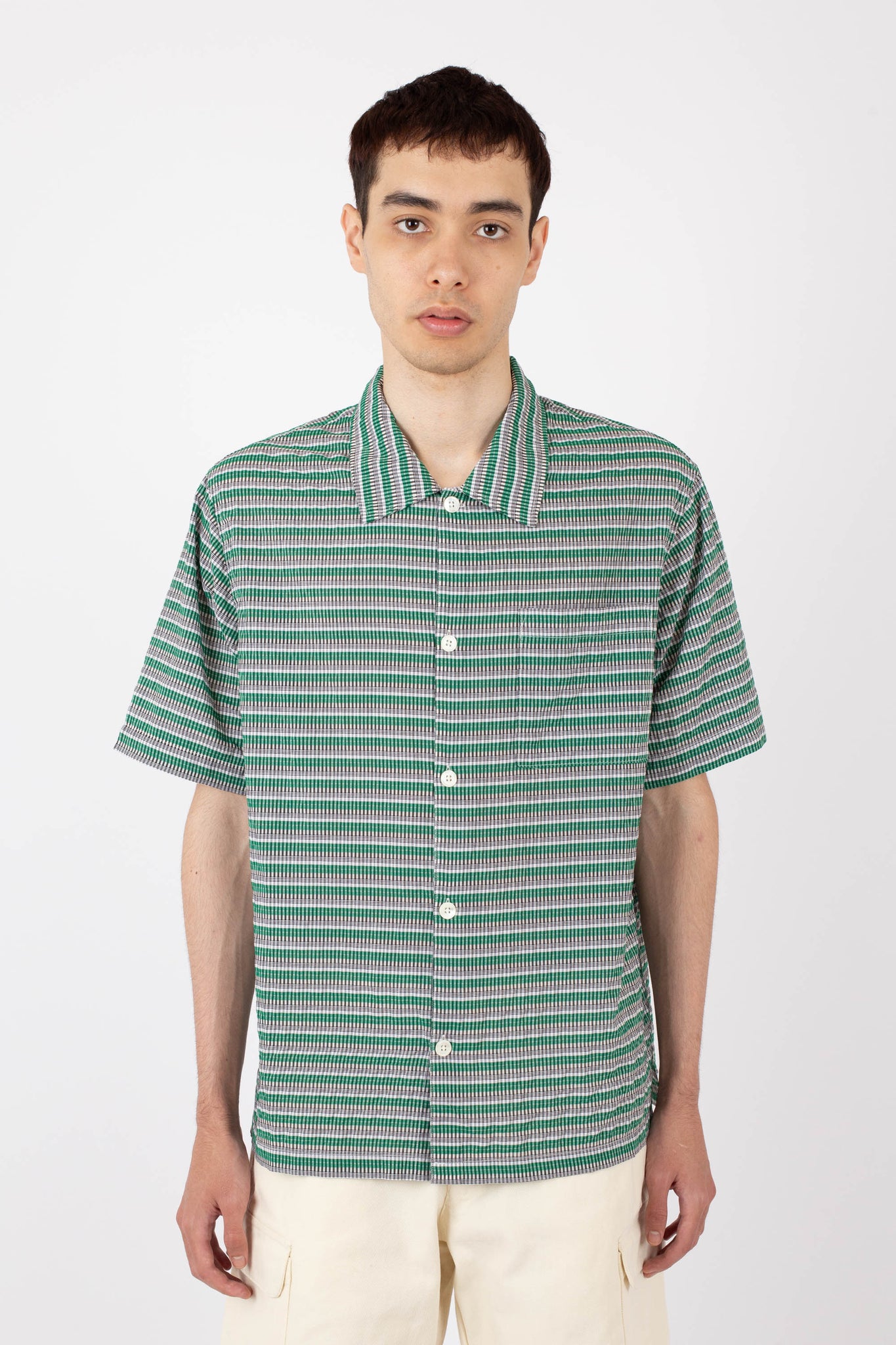 Box Shirt SS, Check Stripe, Green