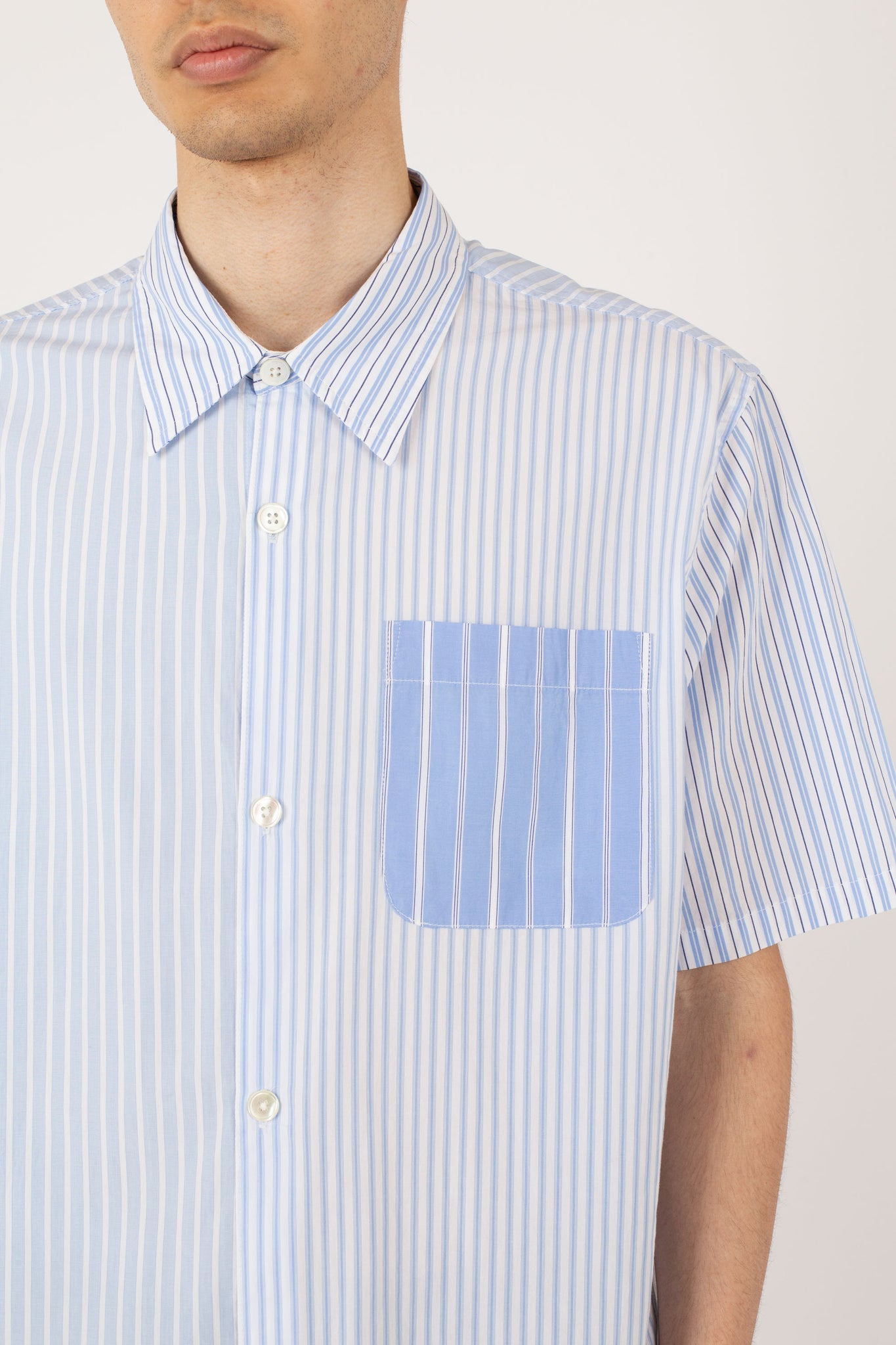 Super Shirt SS, Mixed Blue Stripe