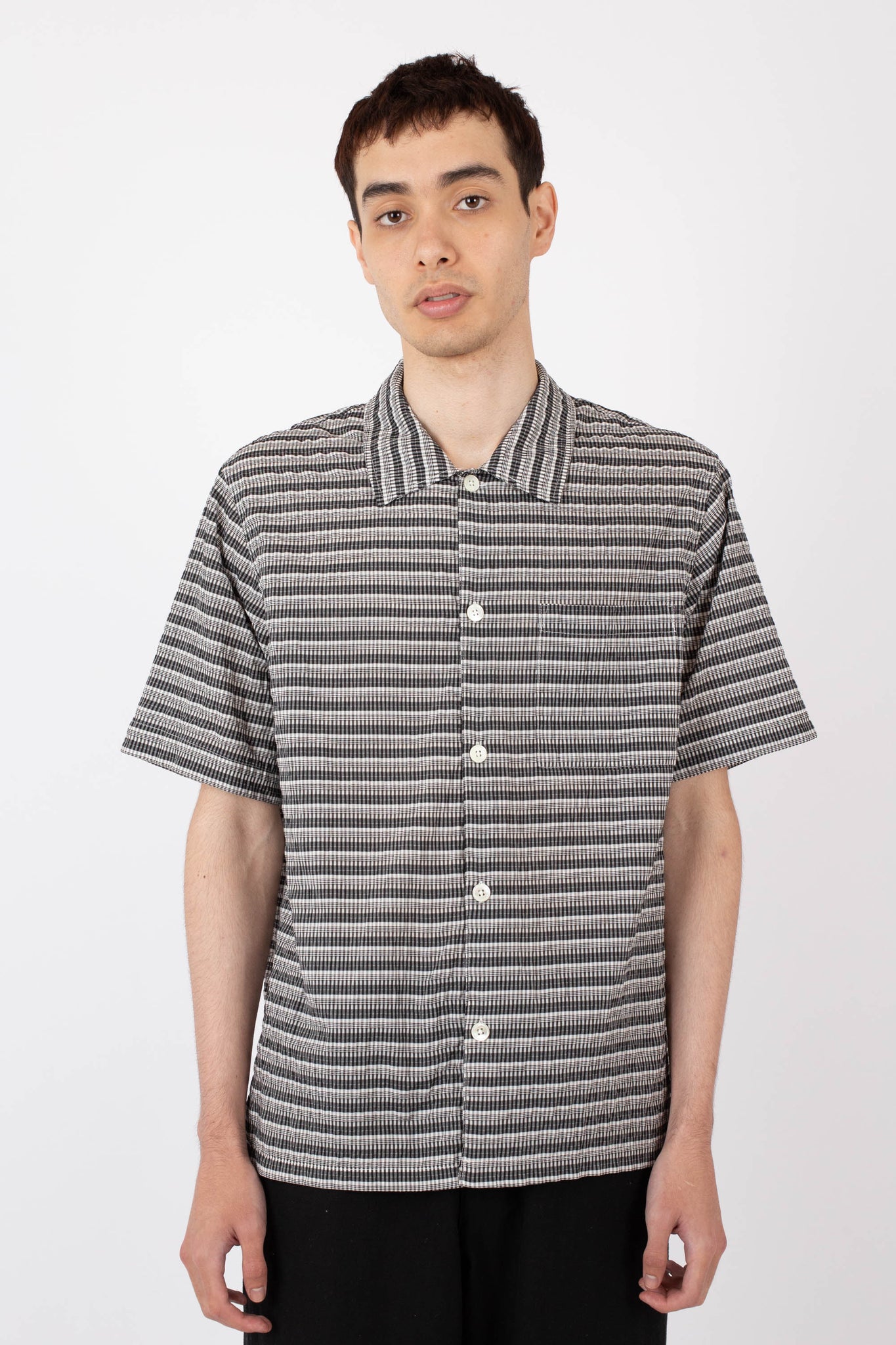 Box Shirt SS, Check Stripe, Black