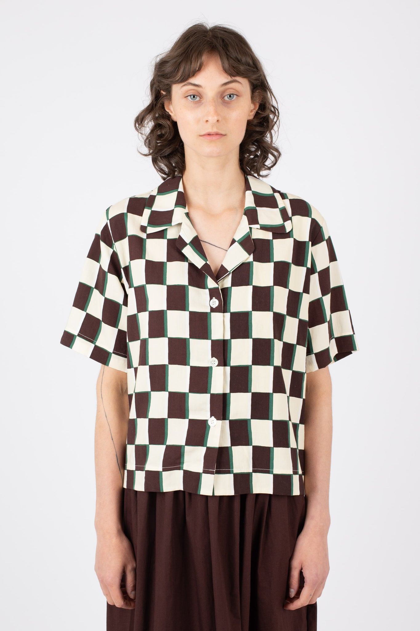 Club Shirt, Checkerboard Print, Sand