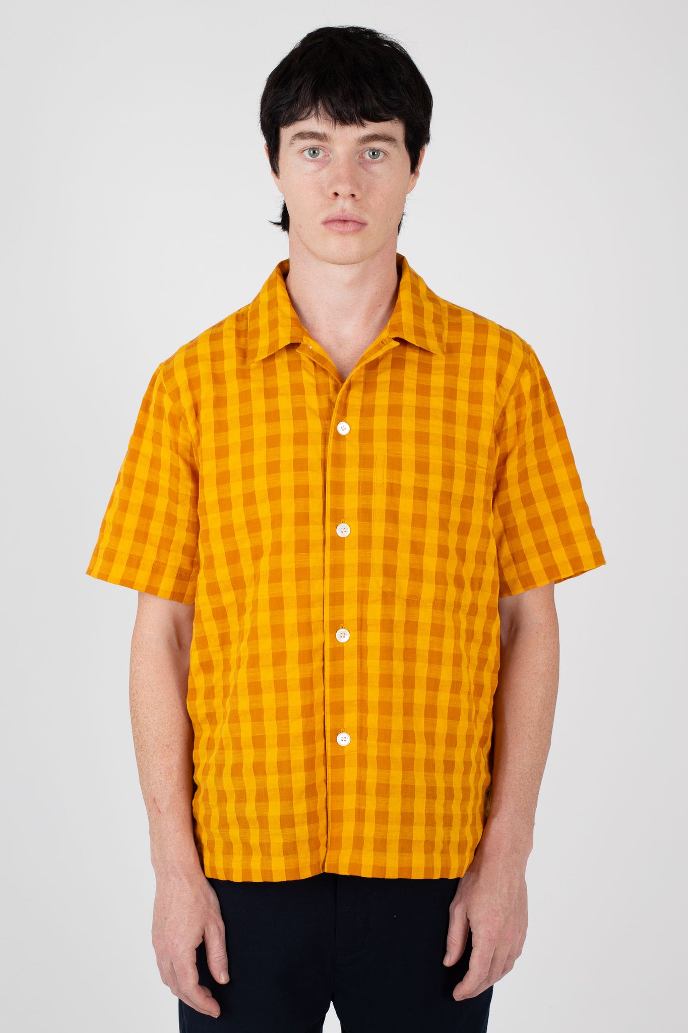 Box Shirt SS, Marigold Check