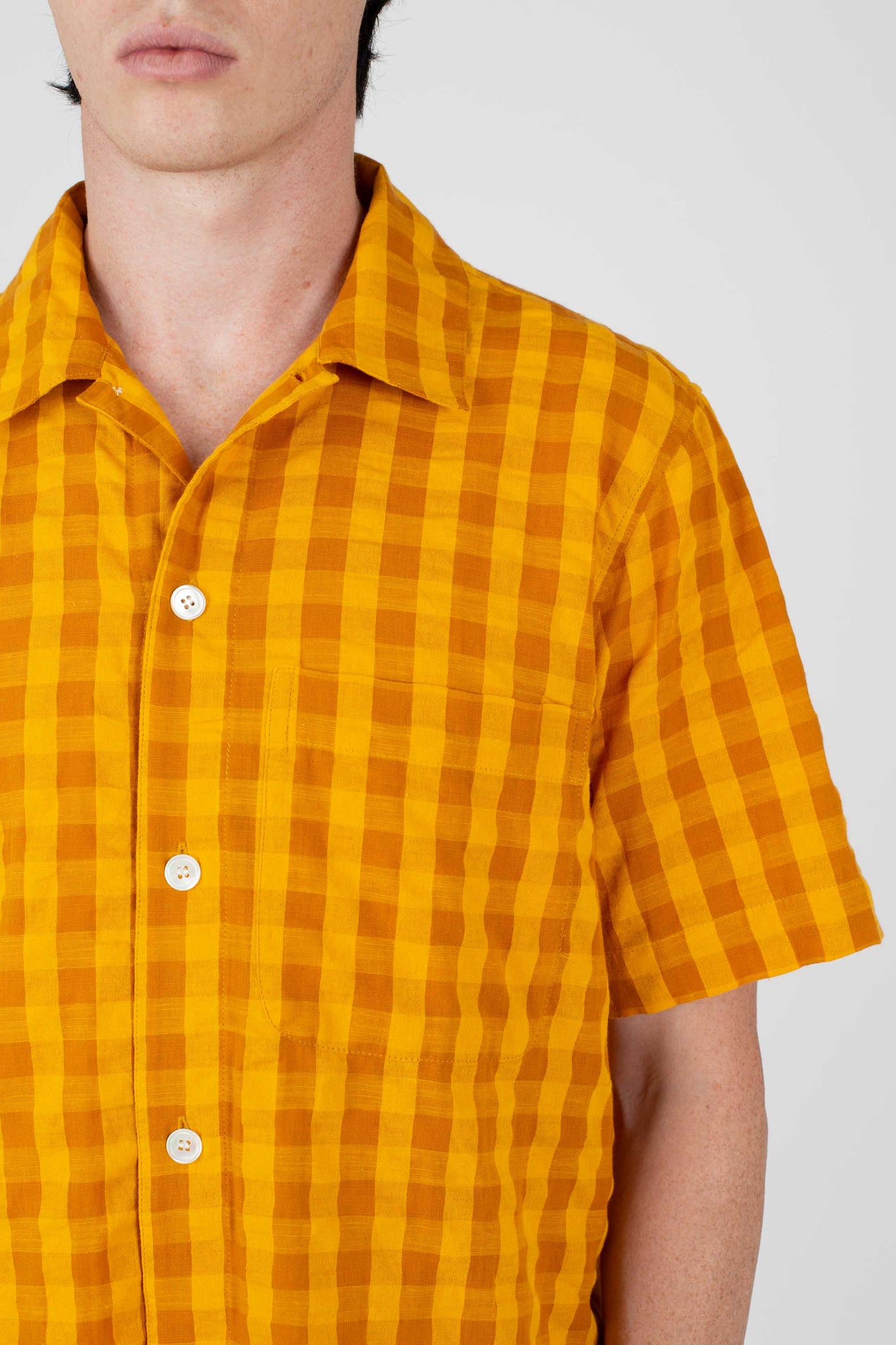 Box Shirt SS, Marigold Check