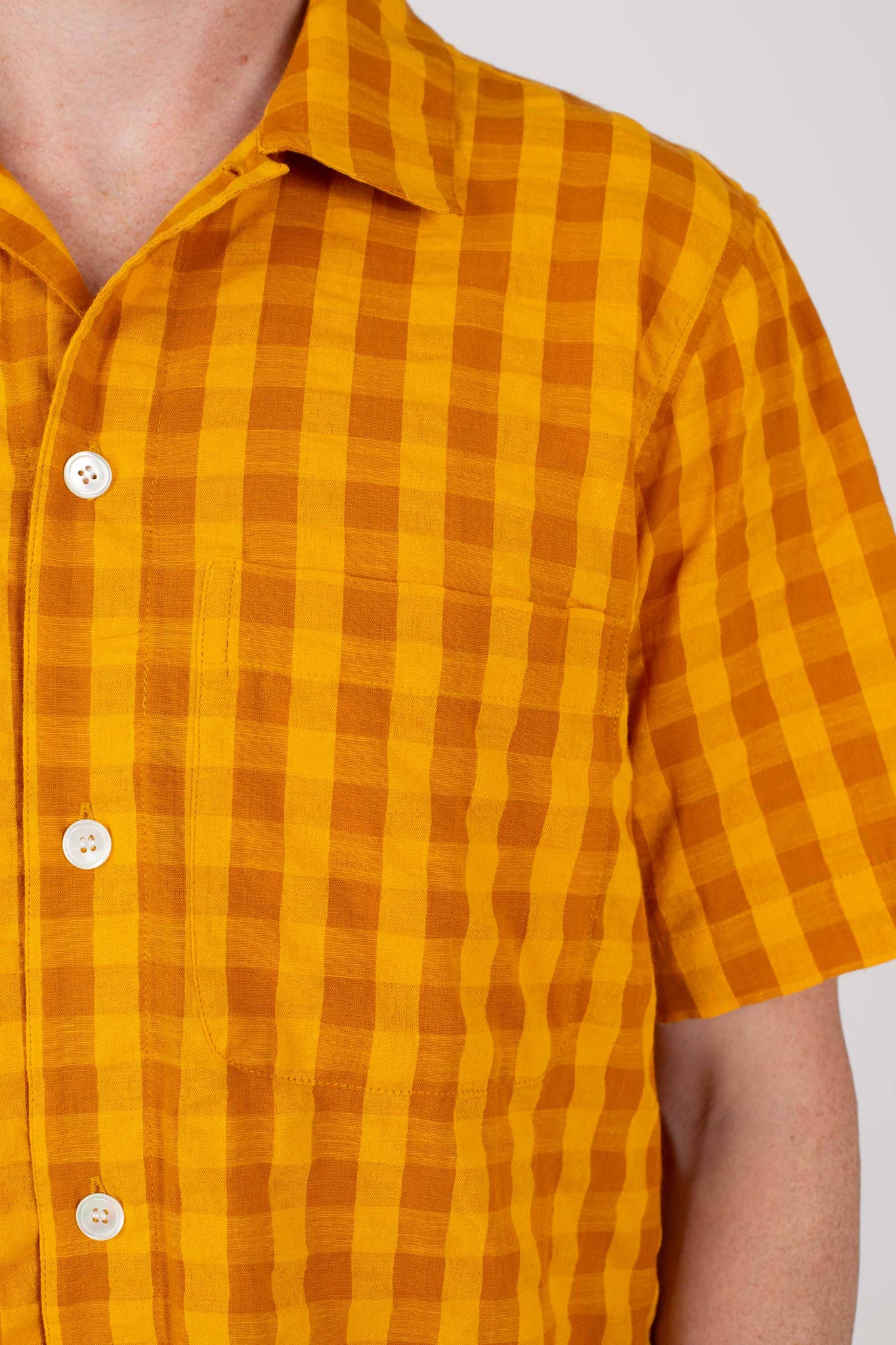 Box Shirt SS, Marigold Check