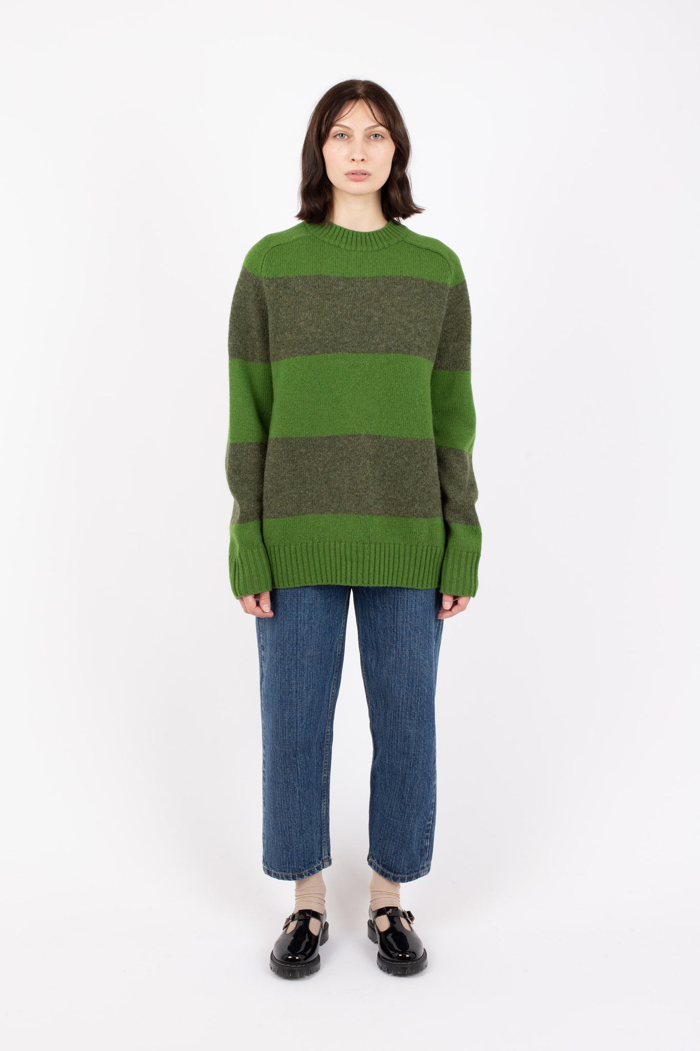 Fisherman Stripe Crew, Fern / Pine