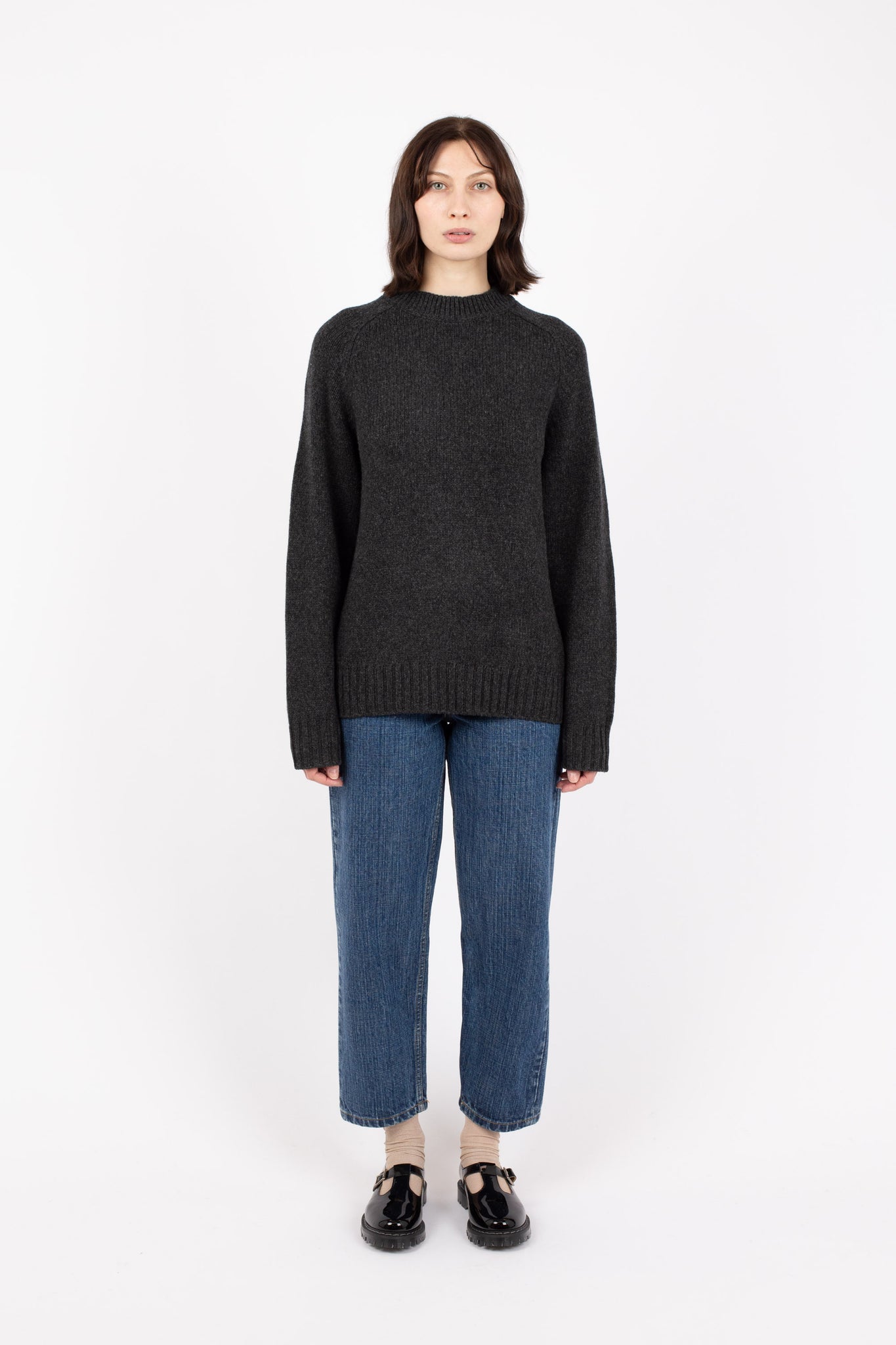 Chunky Crew Knit, Charcoal