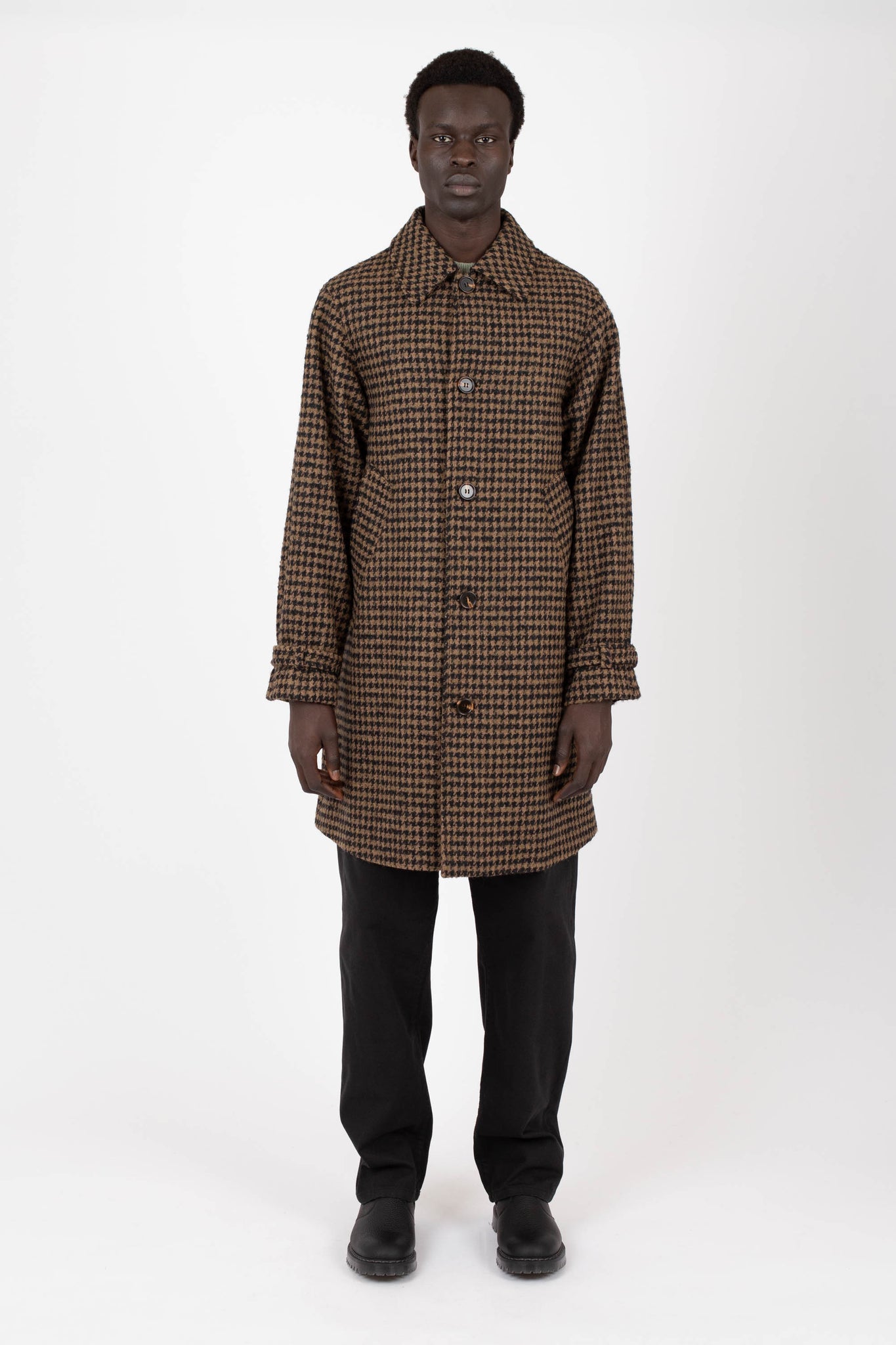 Houndstooth Wool Coat