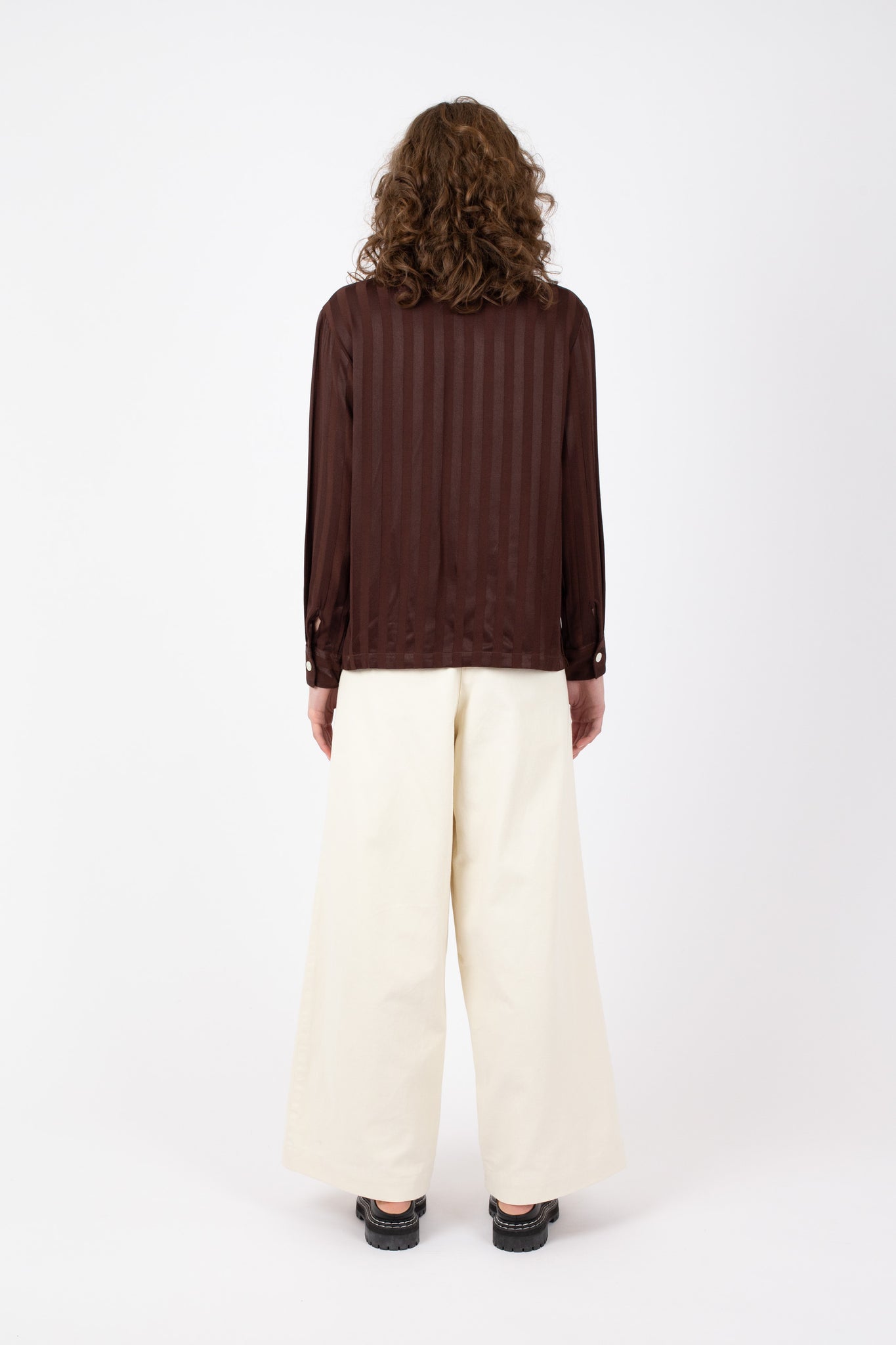 Big Collar Box Shirt, Espresso Stripe