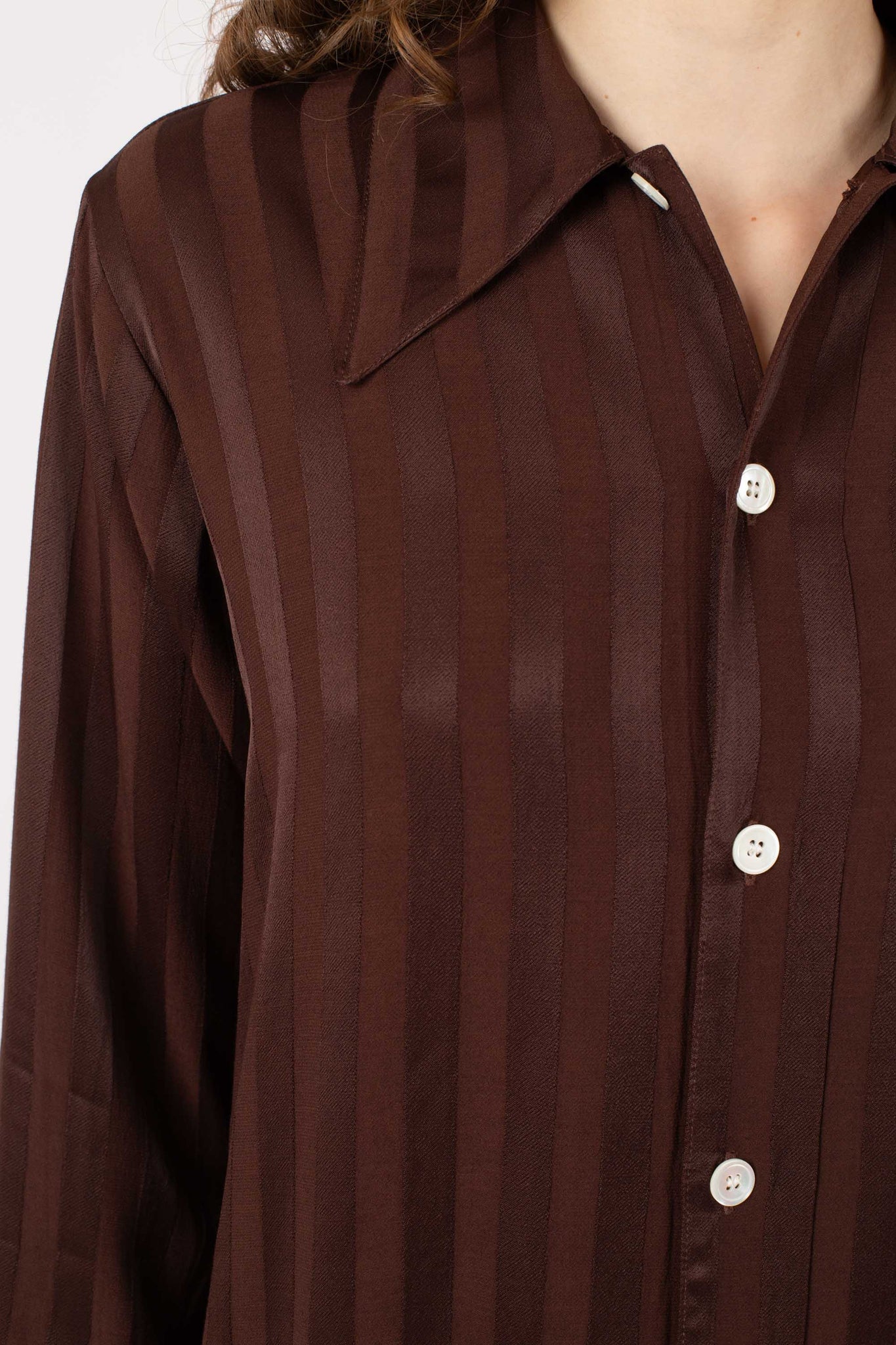 Big Collar Box Shirt, Espresso Stripe