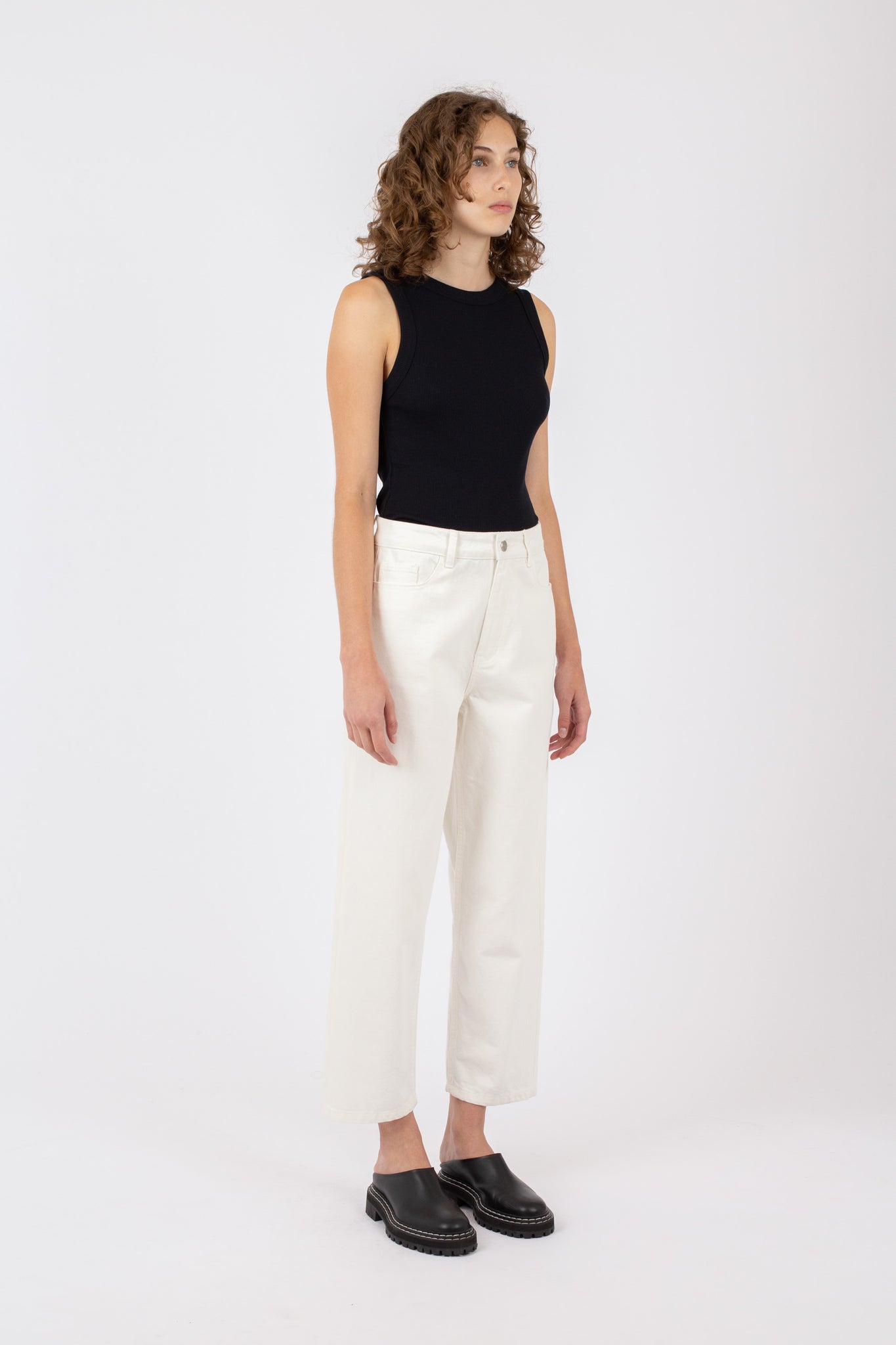 Tapered Crop Jean, Off White
