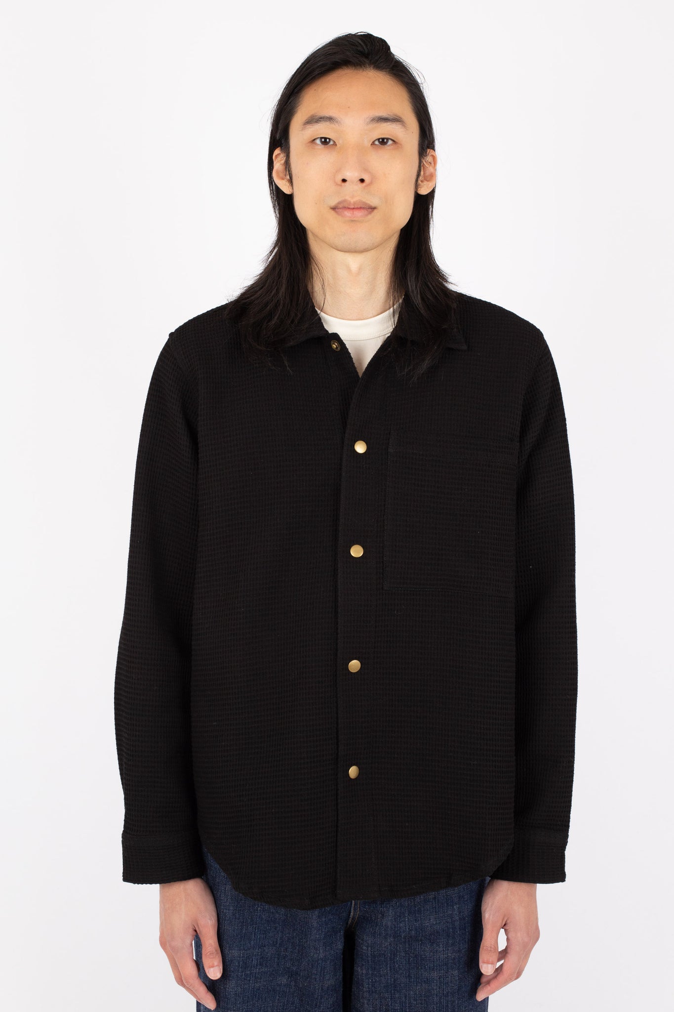 Waffle Overshirt, Black