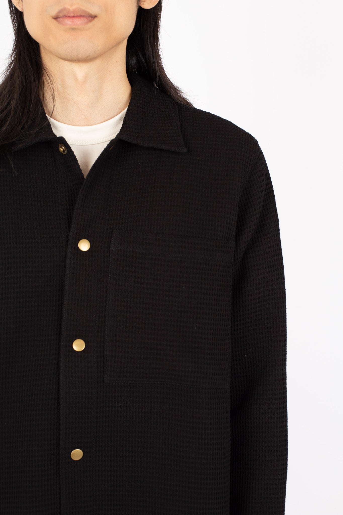 Waffle Overshirt, Black