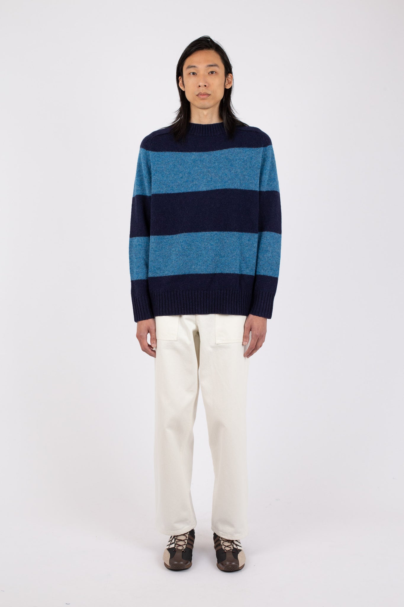 Fisherman Stripe Crew, Navy / Sky