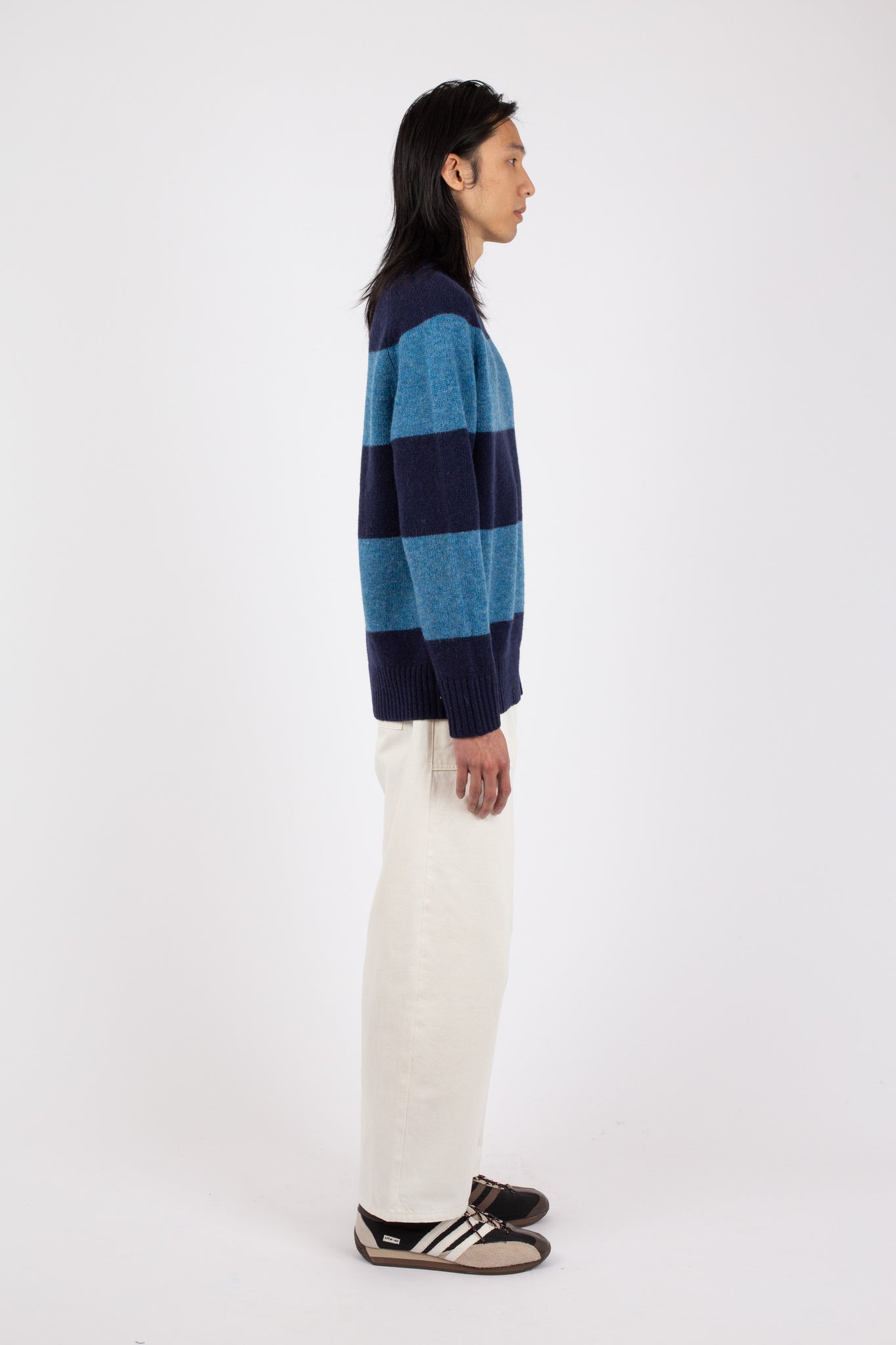 Fisherman Stripe Crew, Navy / Sky