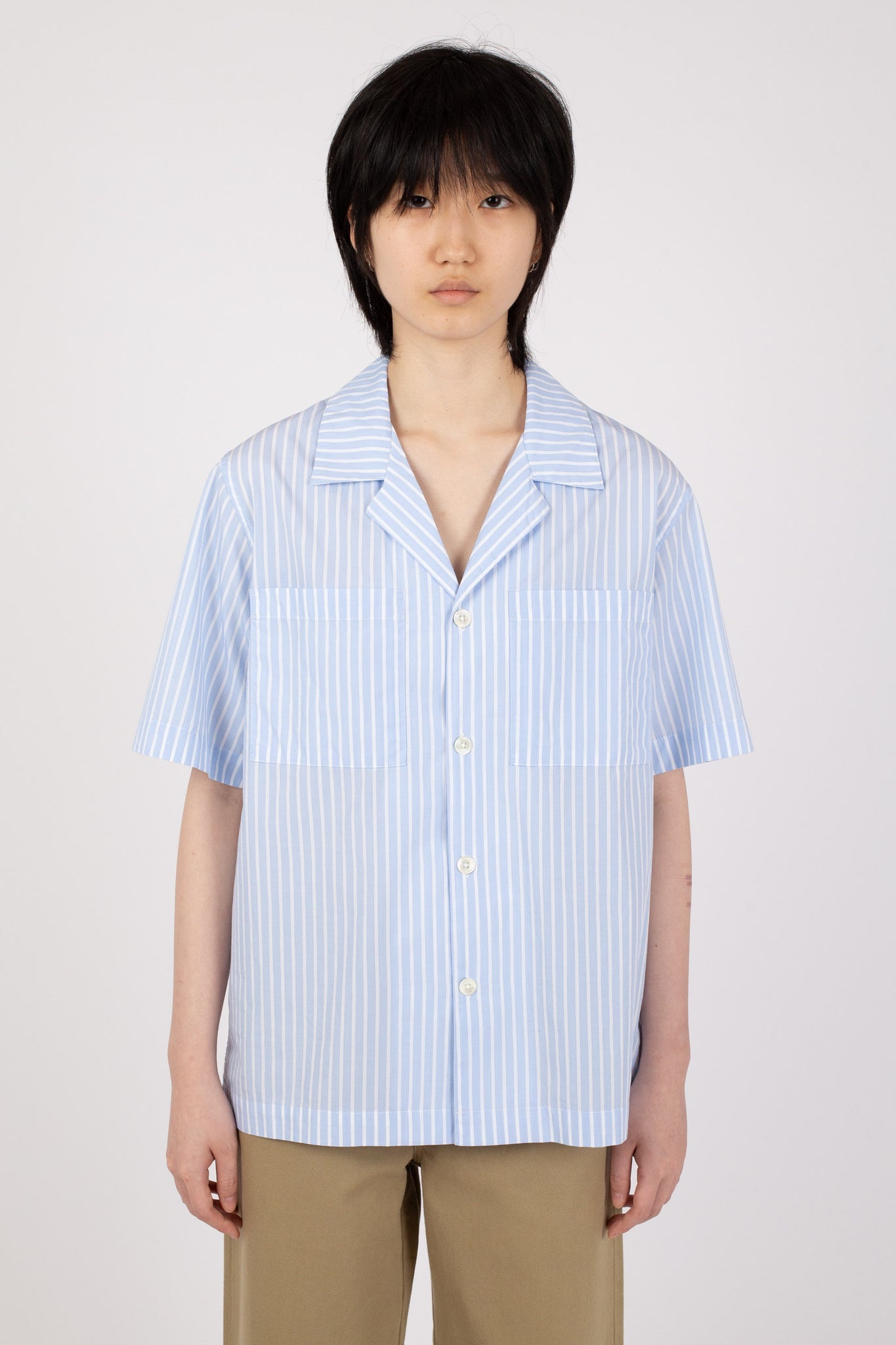 Unisex Mid West SS Shirt, Sky Blue Stripe