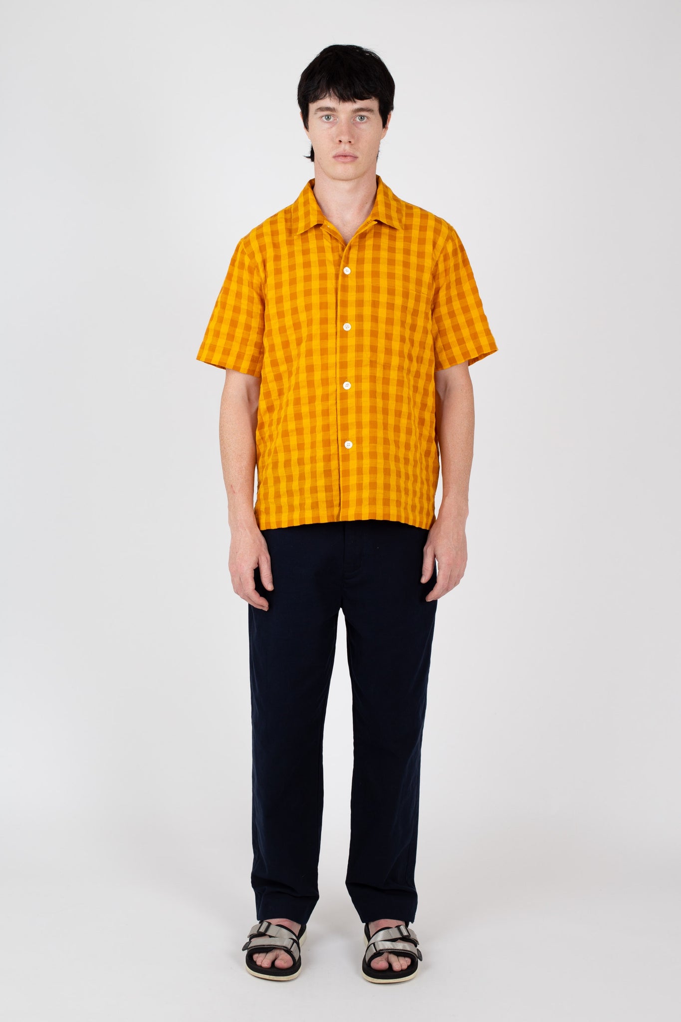 Box Shirt SS, Marigold Check