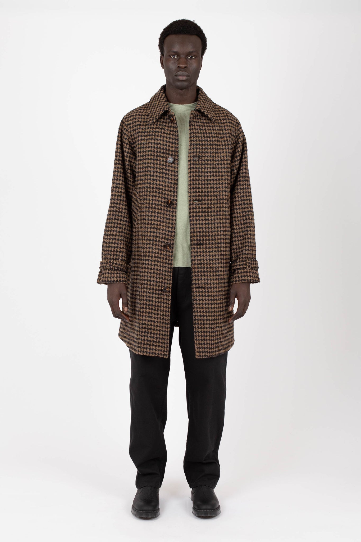 Houndstooth Wool Coat