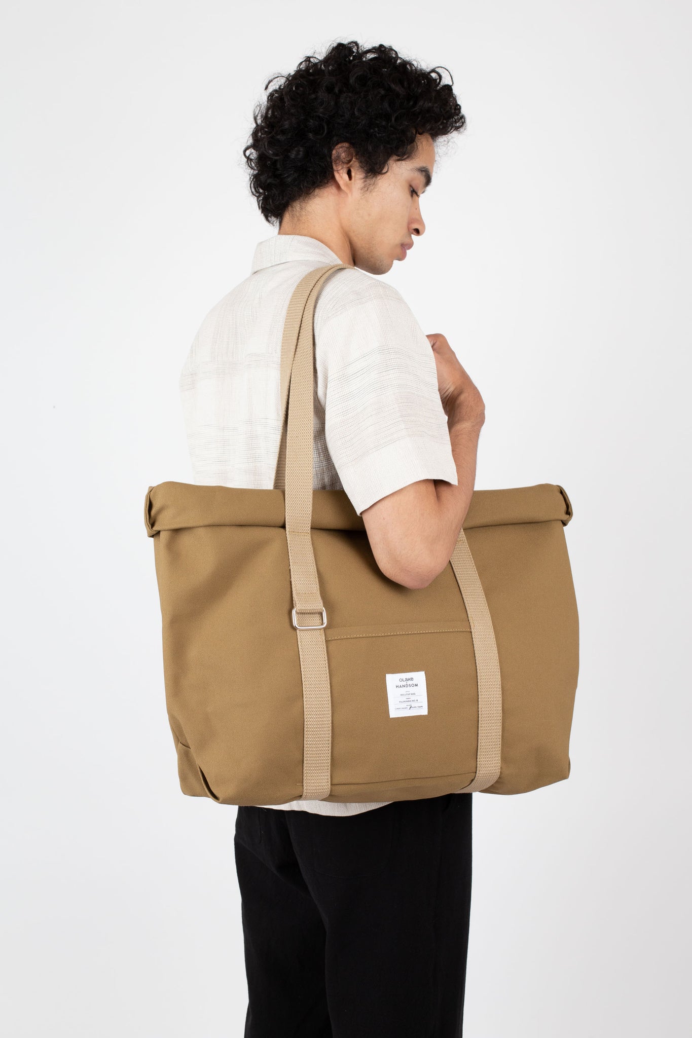 Roll Top Bag, Taupe Canvas
